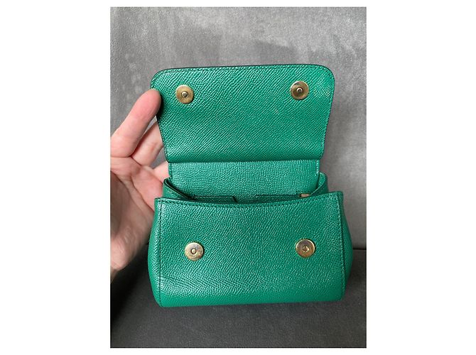 Borsa Dolce & Gabbana Sicily Bag Mini Verde Pelle - vista 6