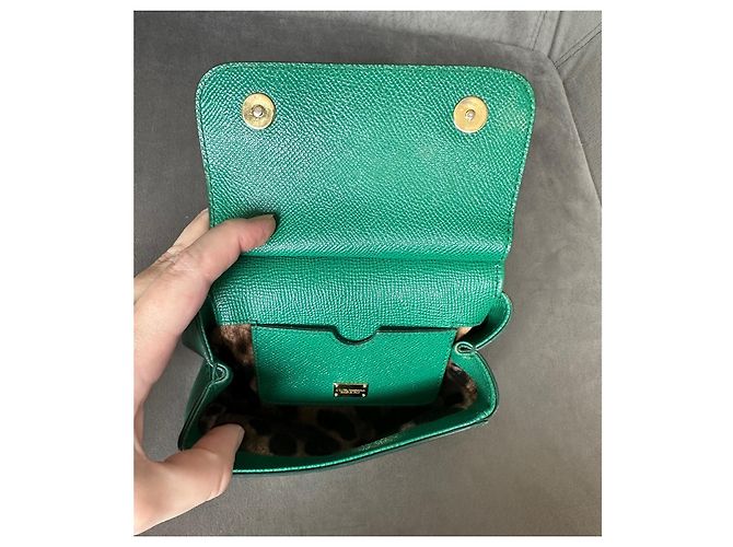 Borsa Dolce & Gabbana Sicily Bag Mini Verde Pelle - vista 7