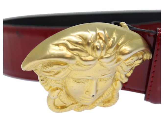 VERSACE Medusa Gürtel Lackleder 68cm-28.7"" Rot Gold Auth bs16787 - Ansicht 2