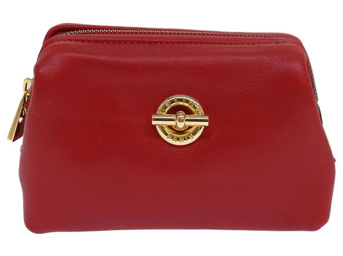 Céline CELINE Pouch Leather Red Gold Auth bs16782 Golden - view 13