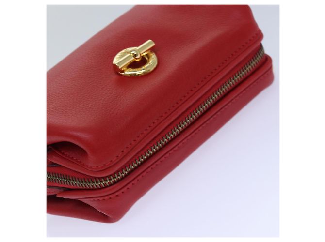 Céline CELINE Pouch Leather Red Gold Auth bs16782 Golden - view 5