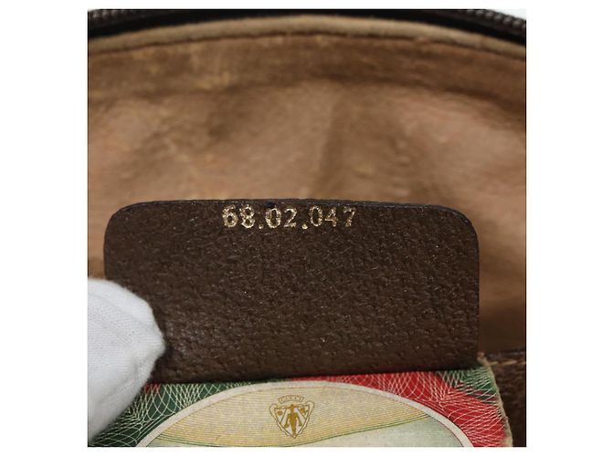 Borsa a spalla GUCCI GG Canvas Web Sherry Line PVC Beige Oro 68.02.047 Auth 86305 D'oro - vista 12