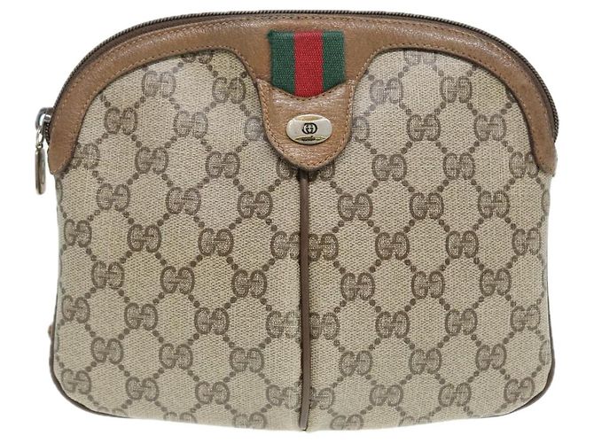 Borsa a spalla GUCCI GG Canvas Web Sherry Line PVC Beige Oro 68.02.047 Auth 86305 D'oro - vista 13