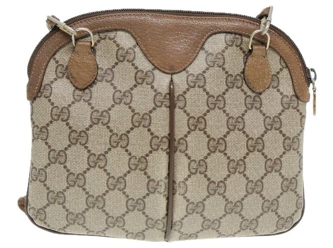 Borsa a spalla GUCCI GG Canvas Web Sherry Line PVC Beige Oro 68.02.047 Auth 86305 D'oro - vista 2