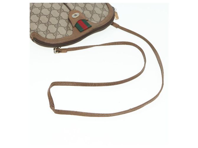 Borsa a spalla GUCCI GG Canvas Web Sherry Line PVC Beige Oro 68.02.047 Auth 86305 D'oro - vista 7
