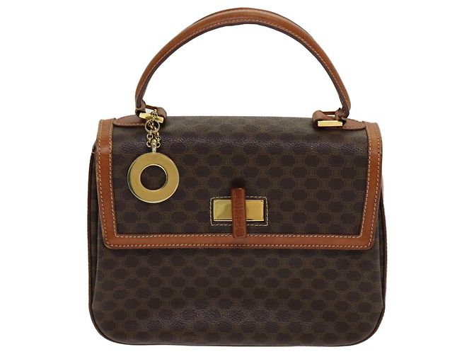Céline Borsa a mano in tela Macadam CELINE in pelle PVC 2 in 1 marrone oro Auth 86265 D'oro - vista 13
