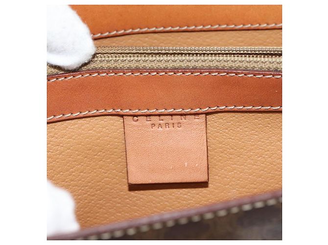 Céline Borsa a mano in tela Macadam CELINE in pelle PVC 2 in 1 marrone oro Auth 86265 D'oro - vista 18