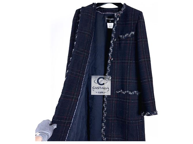 Chanel Abrigo de tartán raro de París / Edimburgo Azul marino - vista 4