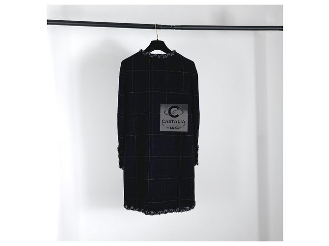Chanel Abrigo de tartán raro de París / Edimburgo Azul marino - vista 6