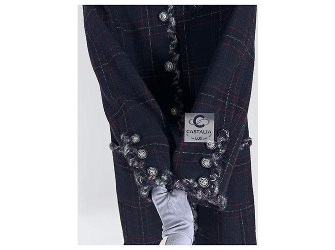 Chanel Abrigo de tartán raro de París / Edimburgo Azul marino - vista 7