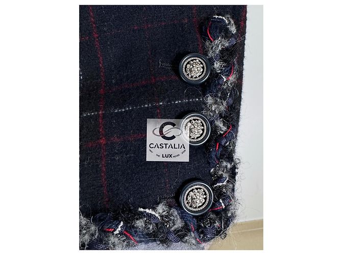 Chanel Abrigo de tartán raro de París / Edimburgo Azul marino - vista 8