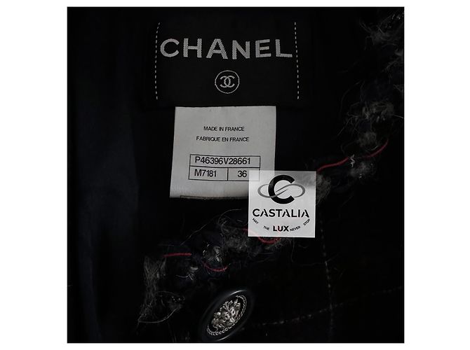 Chanel Abrigo de tartán raro de París / Edimburgo Azul marino - vista 9
