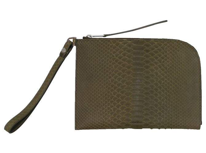 Pochette zippée en python moyen verte Rick Owens automne/hiver 2018 - vista 3