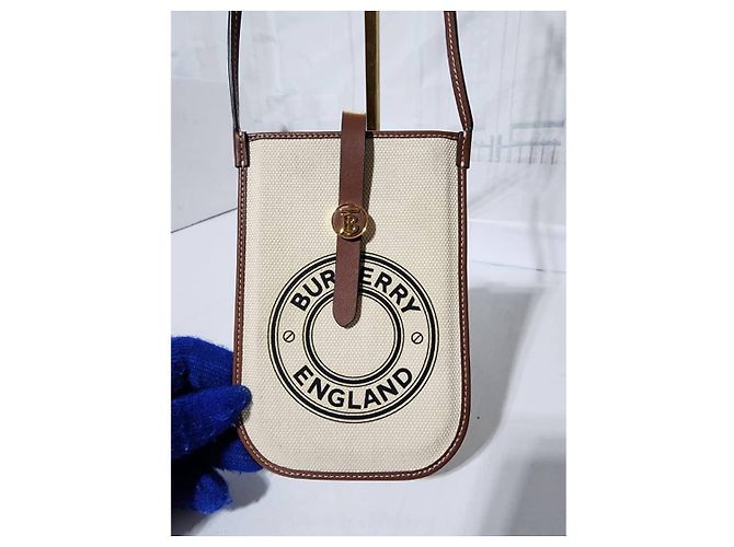 Bolsa transversal em lona e couro de bezerro Burberry England, marrom/creme Cru - vista 11