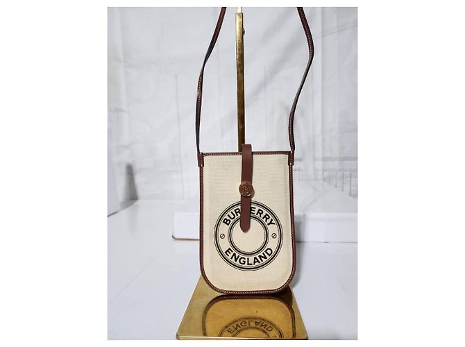 Bolsa transversal em lona e couro de bezerro Burberry England, marrom/creme Cru - vista 5