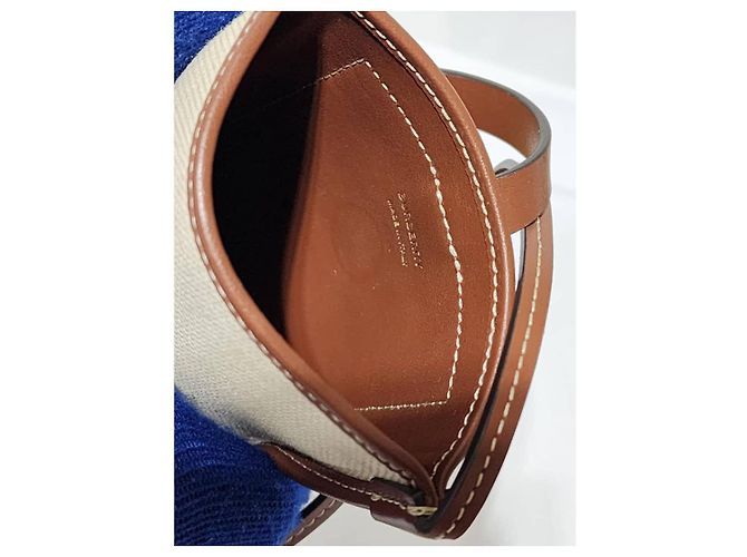 Bolsa transversal em lona e couro de bezerro Burberry England, marrom/creme Cru - vista 6