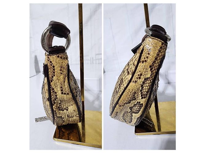 Borsa in pelle di serpente con borchie VERSACE Marrone/Beige - vista 10