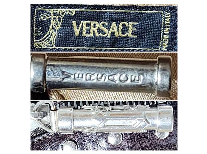Borsa in pelle di serpente con borchie VERSACE Marrone/Beige - vista 6