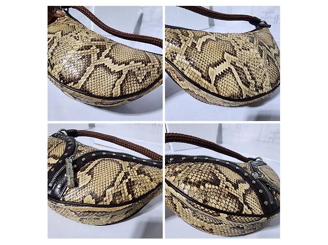 Borsa in pelle di serpente con borchie VERSACE Marrone/Beige - vista 7