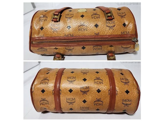 MCM Vintage Visetos beschichtete Canvas- und Lederfass Tasche Cognac - Ansicht 10