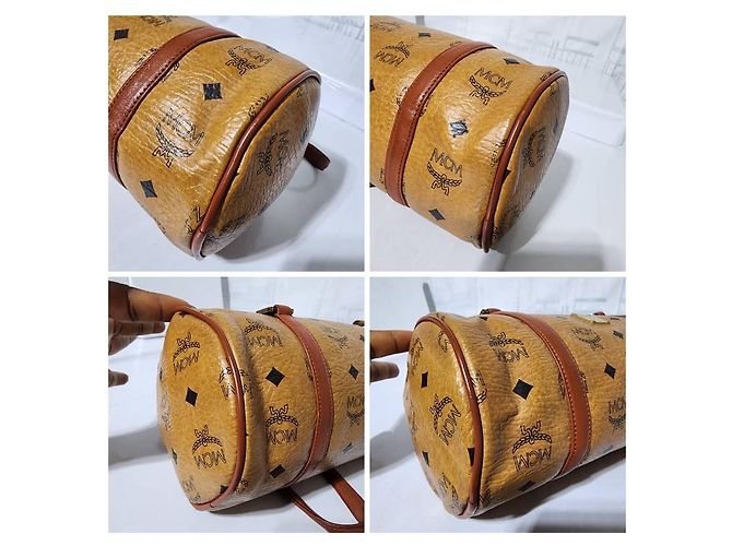 MCM Vintage Visetos beschichtete Canvas- und Lederfass Tasche Cognac - Ansicht 11