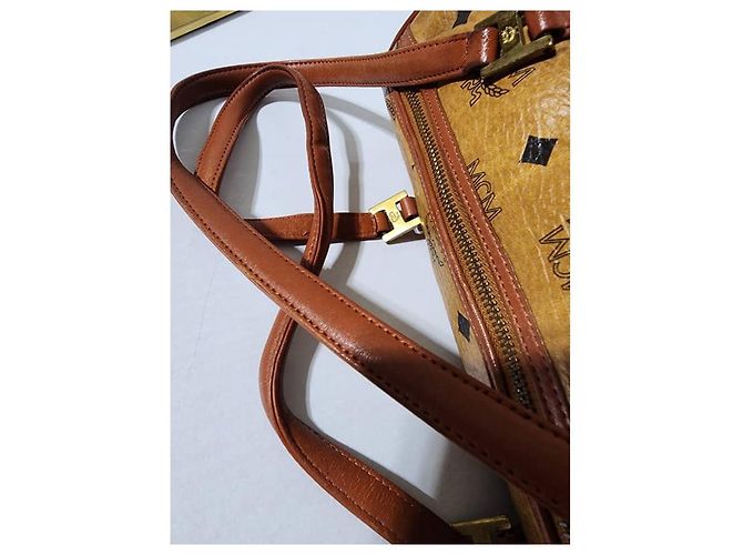 MCM Vintage Visetos beschichtete Canvas- und Lederfass Tasche Cognac - Ansicht 5