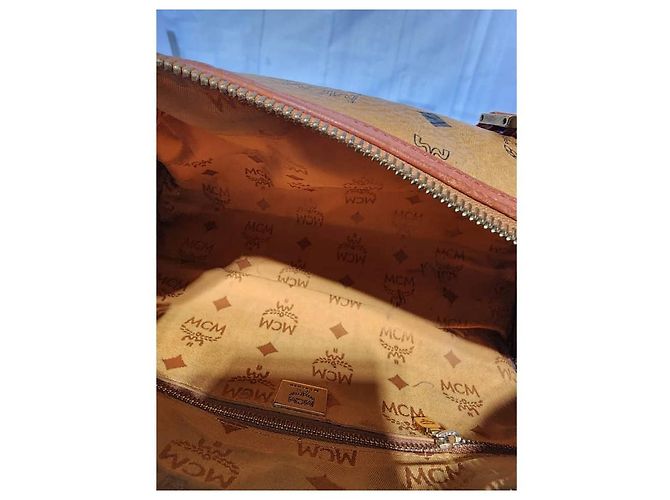 MCM Vintage Visetos beschichtete Canvas- und Lederfass Tasche Cognac - Ansicht 6