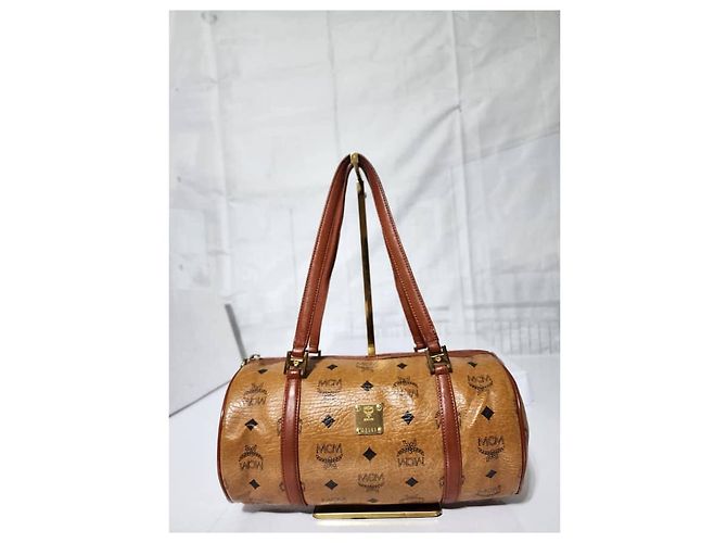MCM Vintage Visetos beschichtete Canvas- und Lederfass Tasche Cognac - Ansicht 7