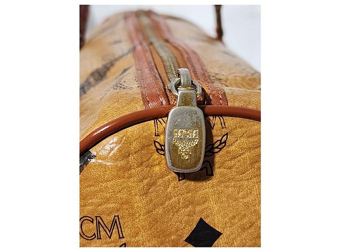 MCM Vintage Visetos beschichtete Canvas- und Lederfass Tasche Cognac - Ansicht 8