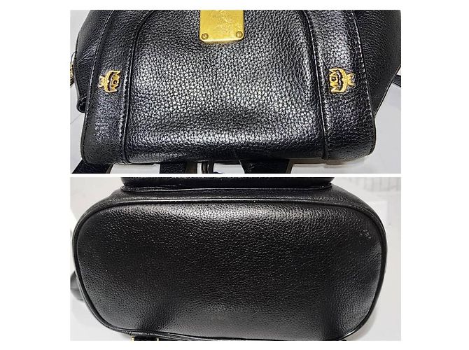 MCM Vintage Leather Drawstring Backpack Black - view 10