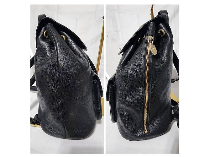 MCM Vintage Leather Drawstring Backpack Black - view 11