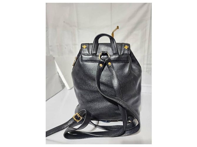 MCM Vintage Leather Drawstring Backpack Black - view 4