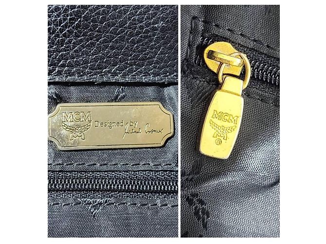 MCM Vintage Leather Drawstring Backpack Black - view 7