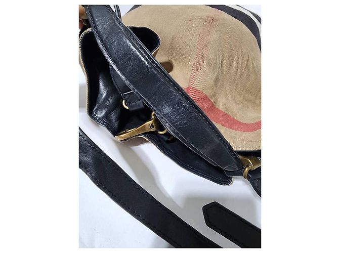 Burberry Canvas Mega Check Medium Ashby Hobo Saddle Bag Braun/Beige Kamel - Ansicht 7