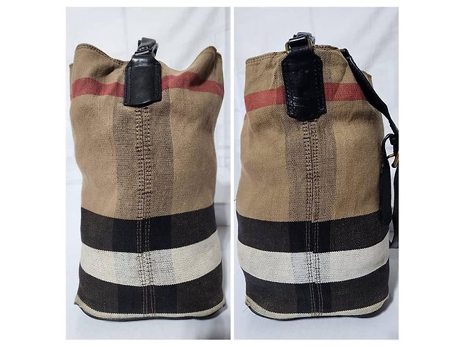 Burberry Canvas Mega Check Medium Ashby Hobo Saddle Bag Braun/Beige Kamel - Ansicht 9