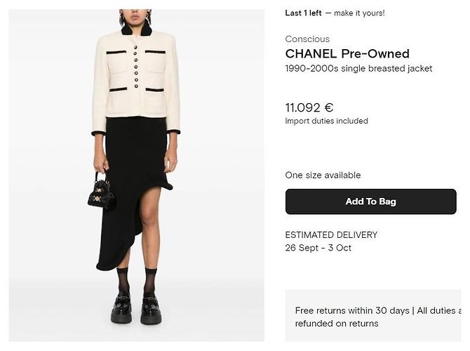 Cambon CHANEL VINTAGE CC LOGO BUTTON BLAZER JACKET FR40 White - view 8