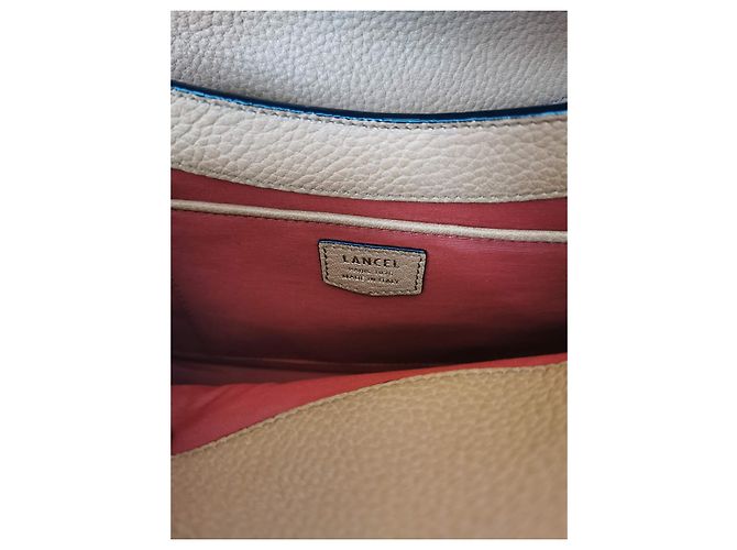 Lancel Pia MM Tasche aus Pythonleder und camelbraunem Leder Python drucken Hellbraun Dunkelbraun Gold hardware - Ansicht 7