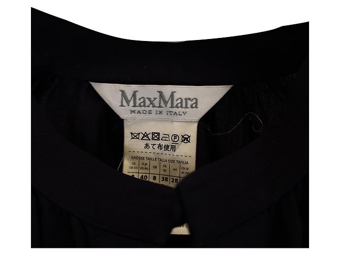 Max Mara Borneo Langarmbluse aus marineblauer Wolle - Ansicht 2