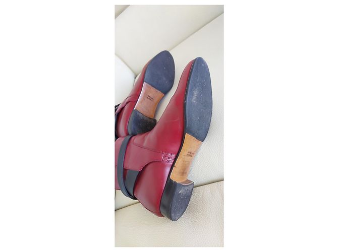 Stivaletti Hermès Neo in pelle nero e rosso scuro Bordò - vista 12