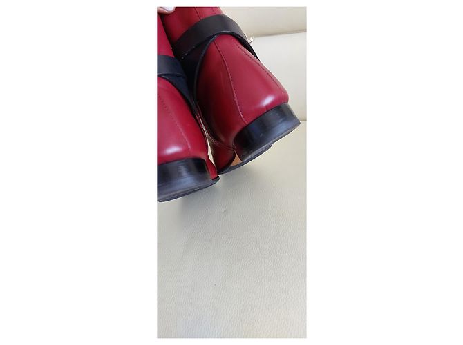 Stivaletti Hermès Neo in pelle nero e rosso scuro Bordò - vista 13