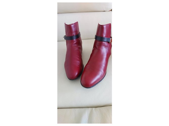 Stivaletti Hermès Neo in pelle nero e rosso scuro Bordò - vista 6