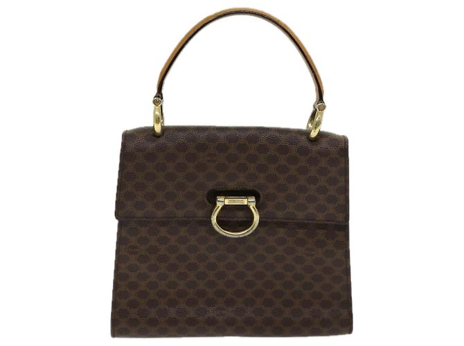 Céline Borsa a mano in tela Macadam CELINE in pelle PVC marrone oro Auth bs16599 D'oro - vista 13