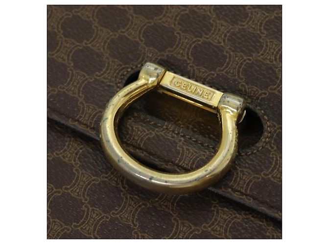 Céline Borsa a mano in tela Macadam CELINE in pelle PVC marrone oro Auth bs16599 D'oro - vista 19