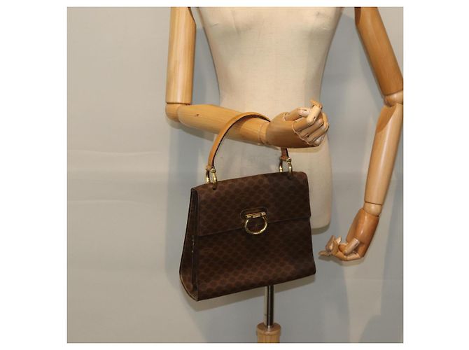 Céline Borsa a mano in tela Macadam CELINE in pelle PVC marrone oro Auth bs16599 D'oro - vista 24