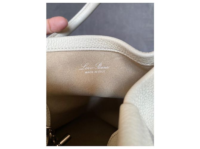 Borsa Loro Piana Bale Piccola Bianca in Pelle - vista 12