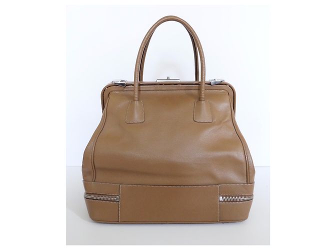 Borsa da dottore in pelle cammello con zip Prada Autunno 2000 - vista 5