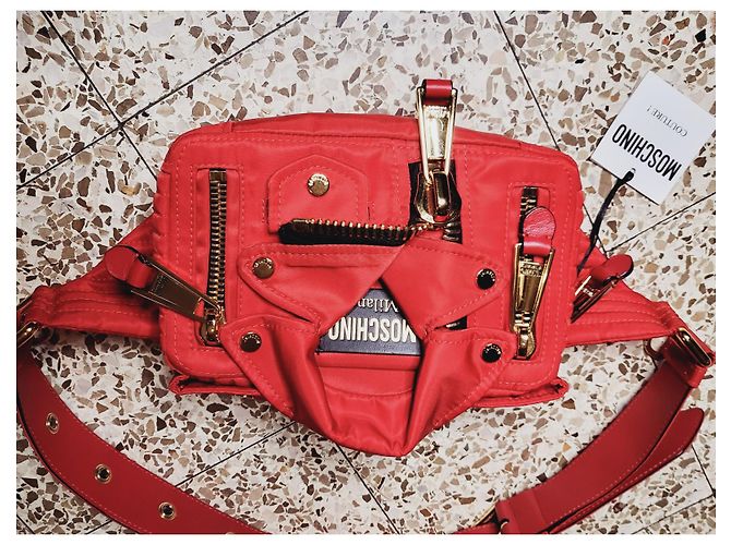 Moschino Biker Borsa a Spalla Rossa Rosso - vista 7