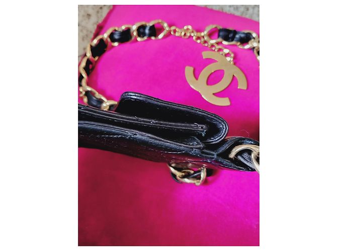 Wallet On Chain Borsa a cintura Chanel nera in pelle oro Nero D'oro - vista 10