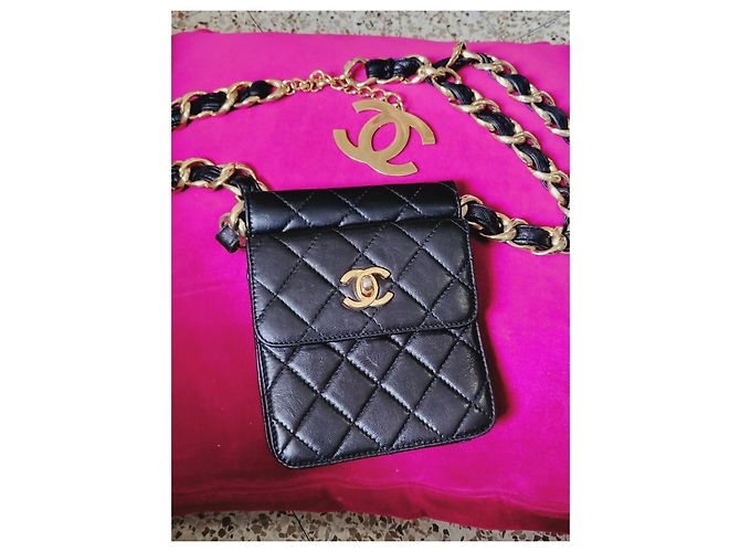 Wallet On Chain Borsa a cintura Chanel nera in pelle oro Nero D'oro - vista 12