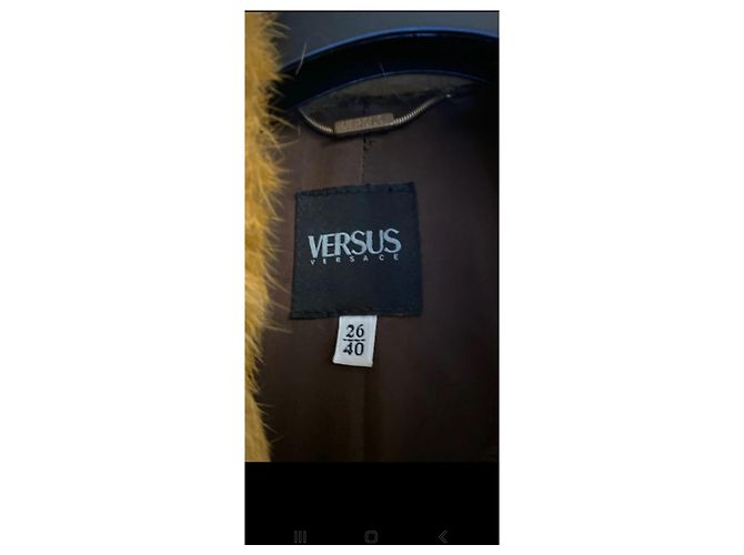 Versus Multicolored Patchwork Leather Coat with Fur Collar Multiple colors - view 7